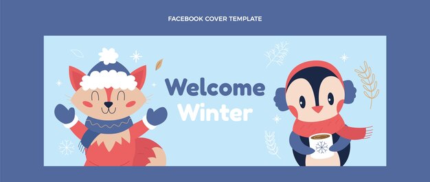 Flat winter social media post template