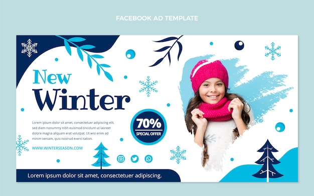 Flat winter social media promo template