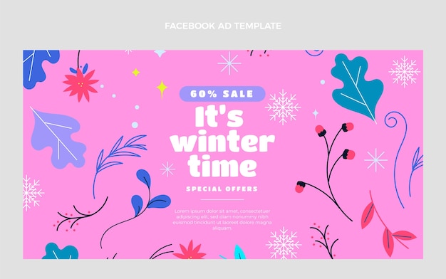 Free vector flat winter social media promo template