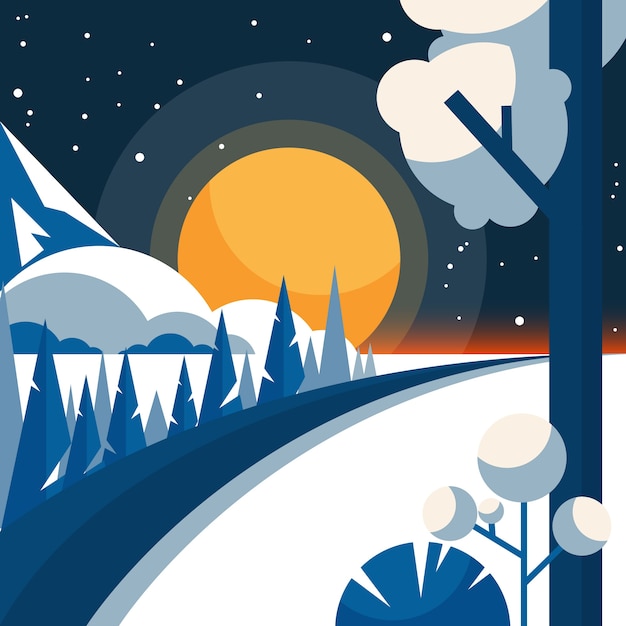 Бесплатное векторное изображение Плоская иллюстрация зимнего солнцестояния