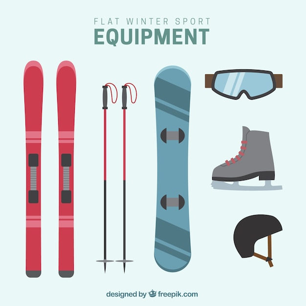 Free vector flat winter sport equipment