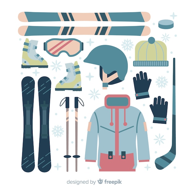 Free vector flat winter sport equipment