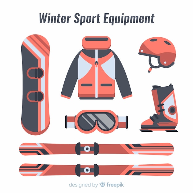 Free vector flat winter sport equipment