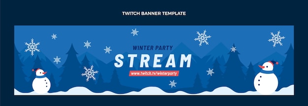 Free vector flat winter twitch banner