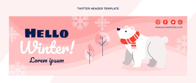 Free vector flat winter twitter header