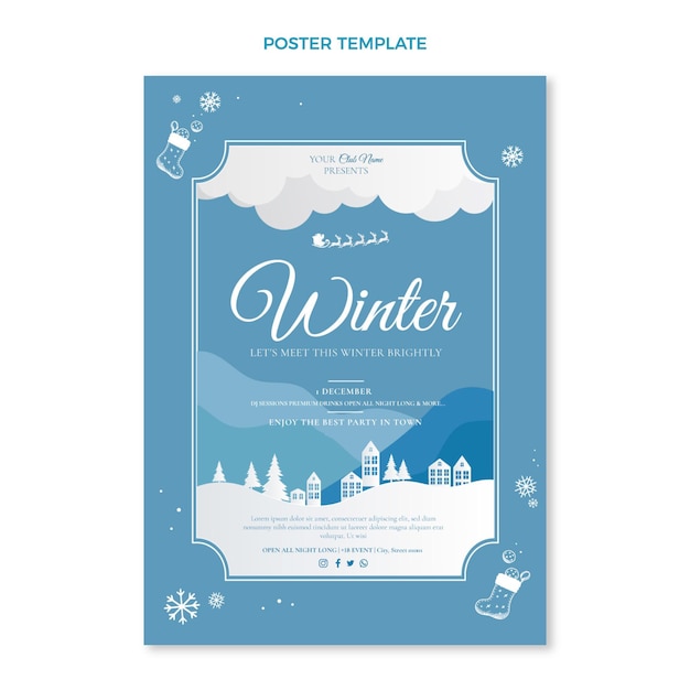 Free vector flat winter vertical poster template