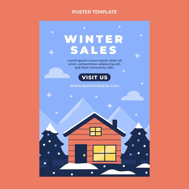 Free vector flat winter vertical poster template