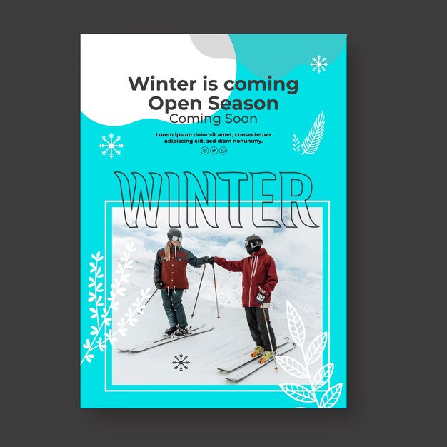 flat winter vertical poster template