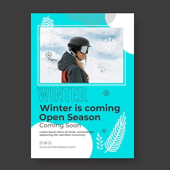 Flat winter vertical poster template
