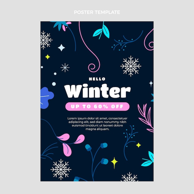 Free vector flat winter vertical poster template