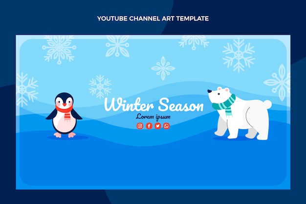 Vettore gratuito piatto inverno canale youtube arte