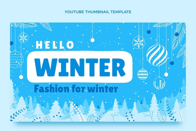 Бесплатное векторное изображение Уменьшенное изображение плоской зимы на youtube