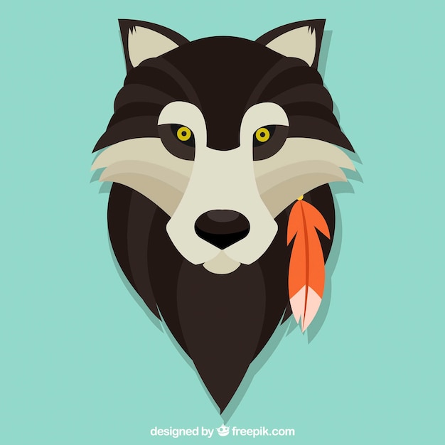 Бесплатное векторное изображение Плоское лицо волка