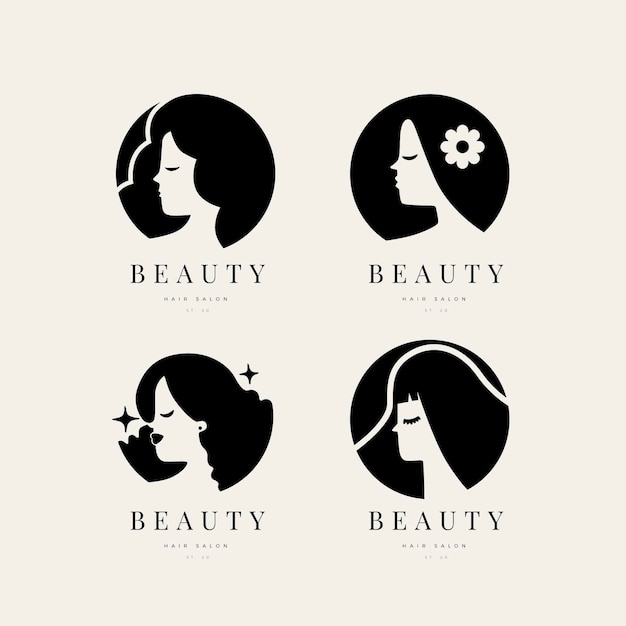Бесплатное векторное изображение Плоская коллекция логотипов женщины