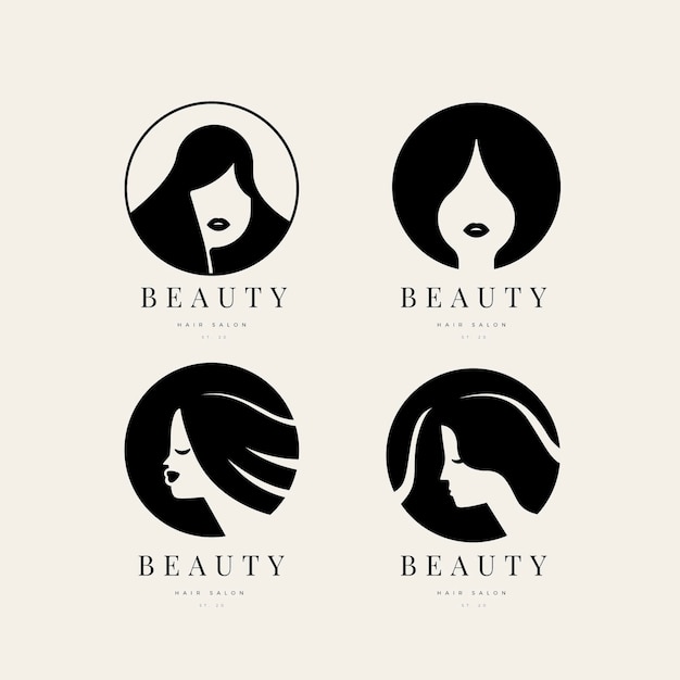 Flat woman logo collection