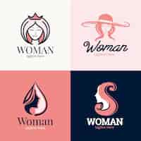 Бесплатное векторное изображение Плоская коллекция логотипов женщины