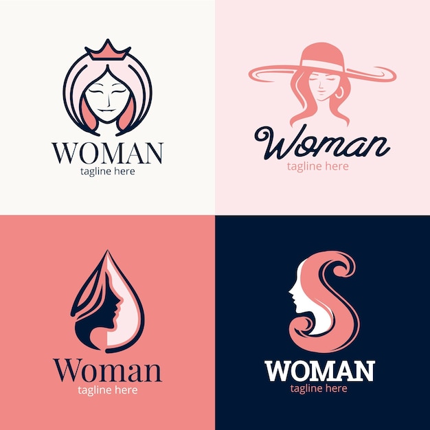 フラットな女性のロゴコレクション
