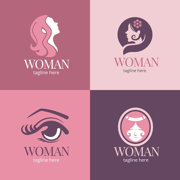 Free vector flat woman logo collection