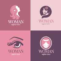 Free vector flat woman logo collection