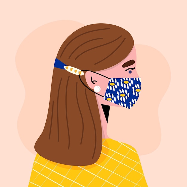 Flat woman wearing an adjustable medical mask strap