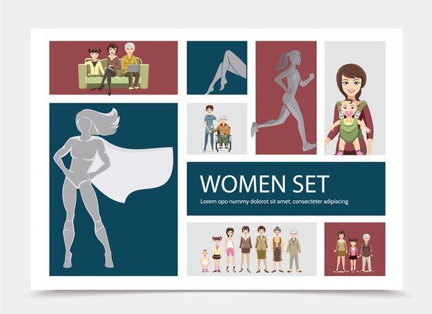 Flat women characters composition 