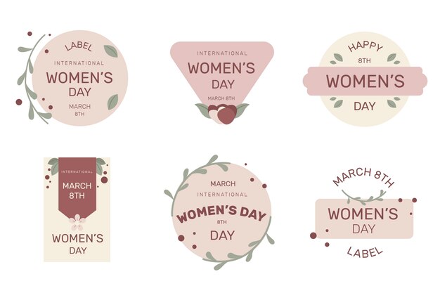 Free vector flat women's day badge collection