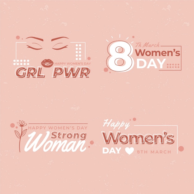 Free vector flat women's day badge collection