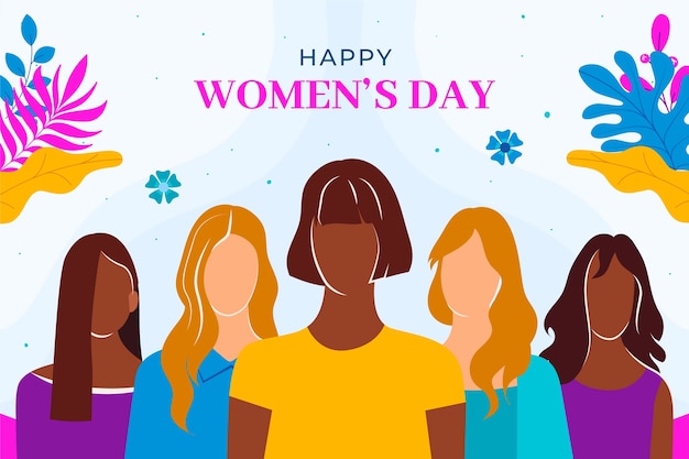 Flat women's day celebration background