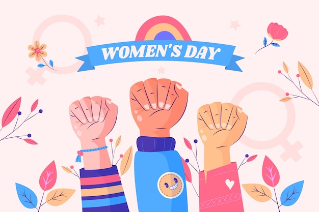 Flat women's day celebration background