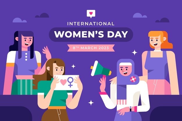 Flat women's day celebration background