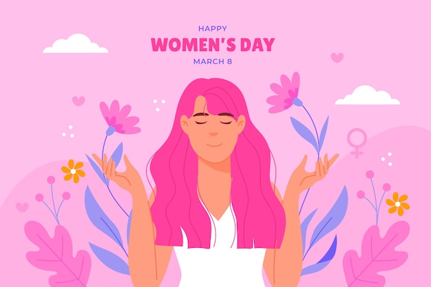 Flat women's day celebration background