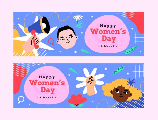 Free vector flat women's day celebration horizontal banner template