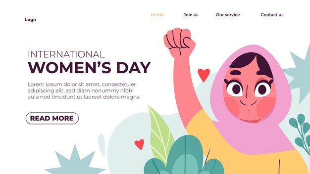 flat women's day celebration landing page template