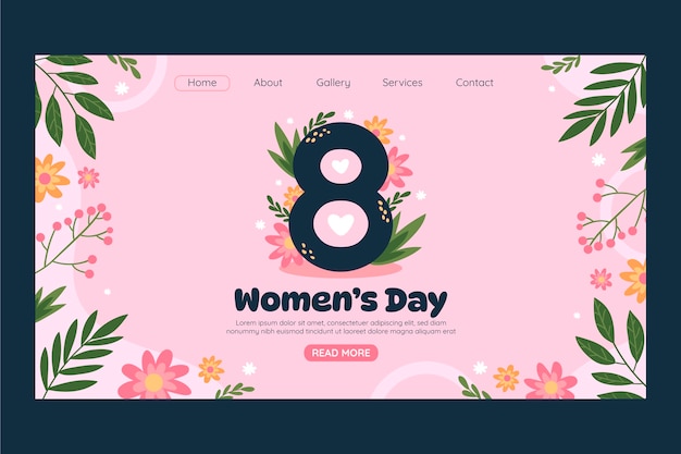 Free vector flat women's day celebration landing page template