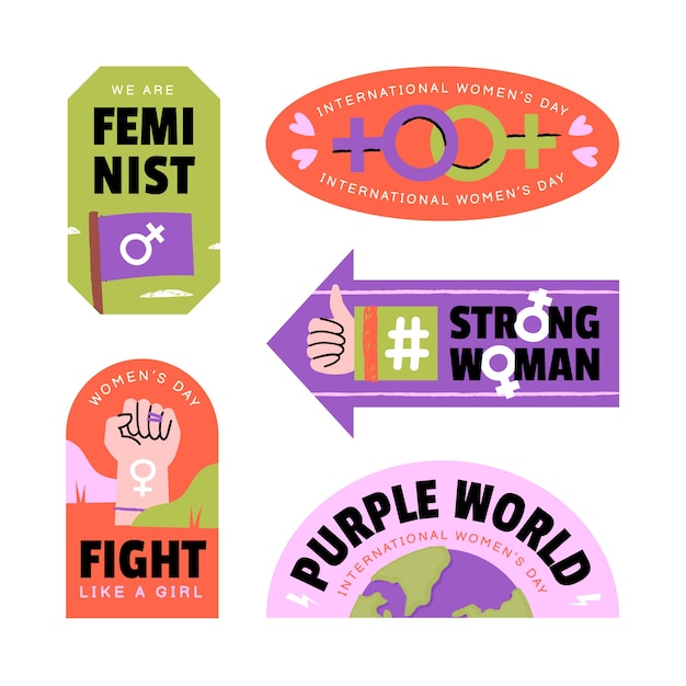 Free vector flat women's day celebration stickers collection