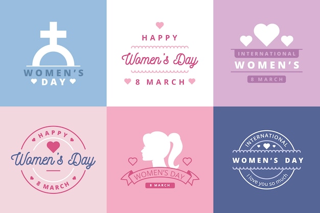 Flat women's day label collection