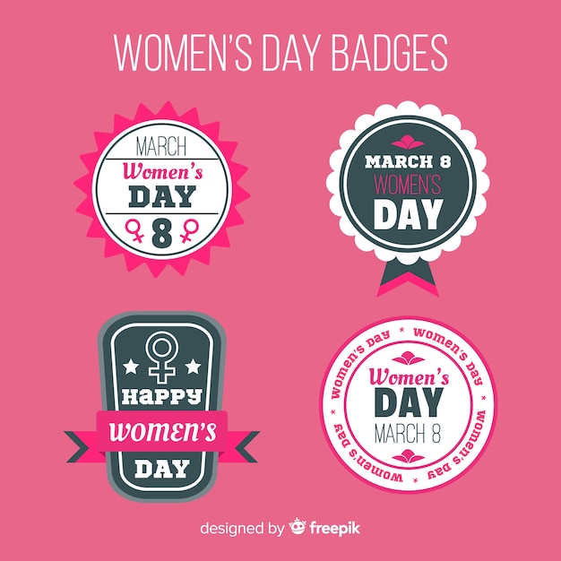 Flat women's day label pack