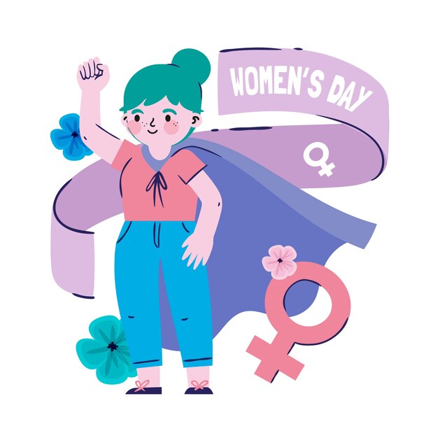 flat women's day superwoman illustration