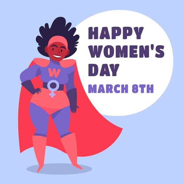 Flat women's day superwoman illustration