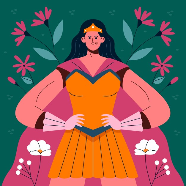 Flat women's day superwoman illustration