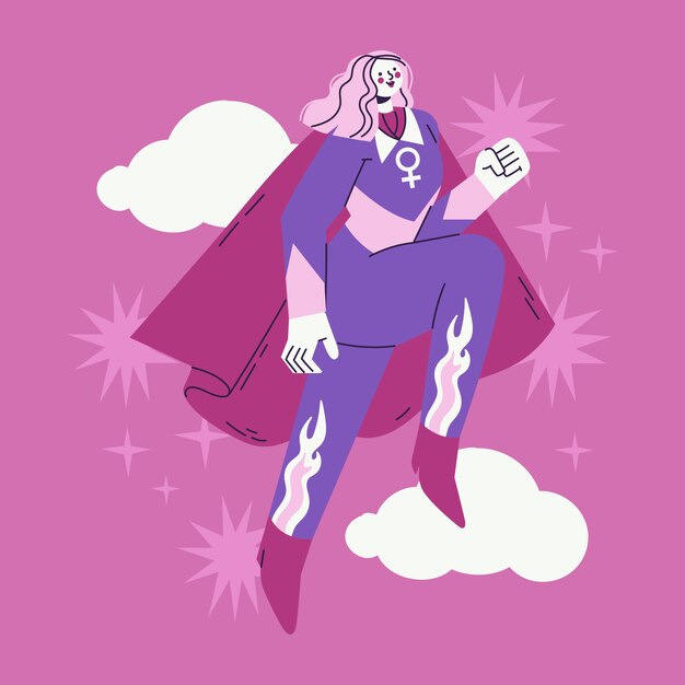 flat women's day superwoman illustration