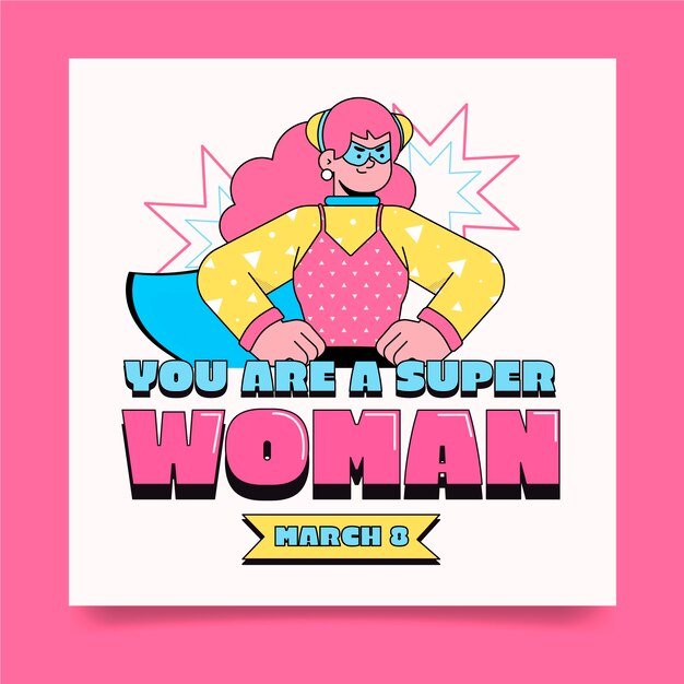 Flat women's day superwoman illustration