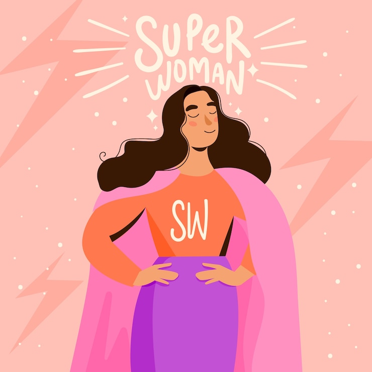 Free Vector flat women's day superwoman illustration