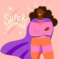 Free vector flat women's day superwoman illustration