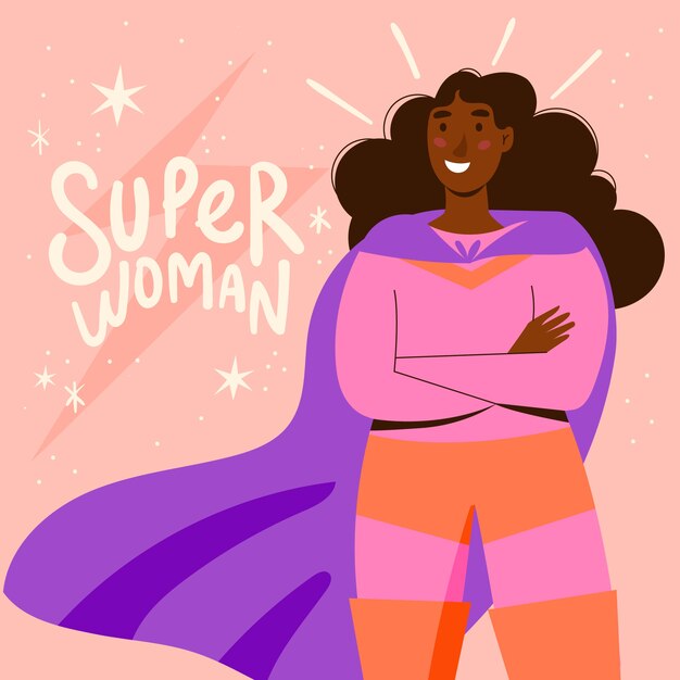 Flat women's day superwoman illustration