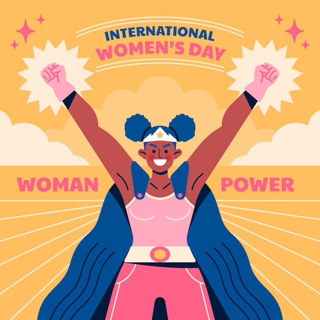 Free vector flat women's day superwoman illustration