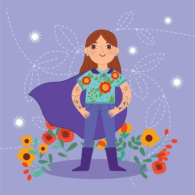 Free vector flat women's day superwoman illustration