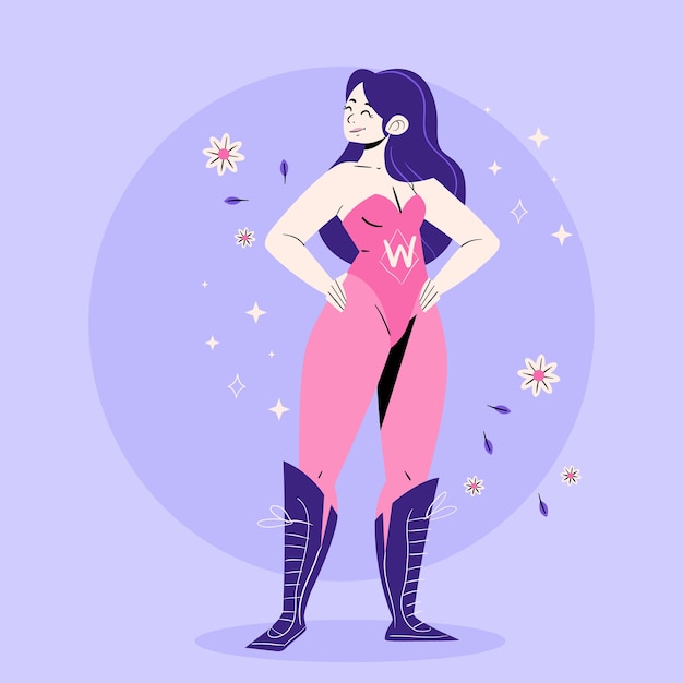 Free vector flat women's day superwoman illustration