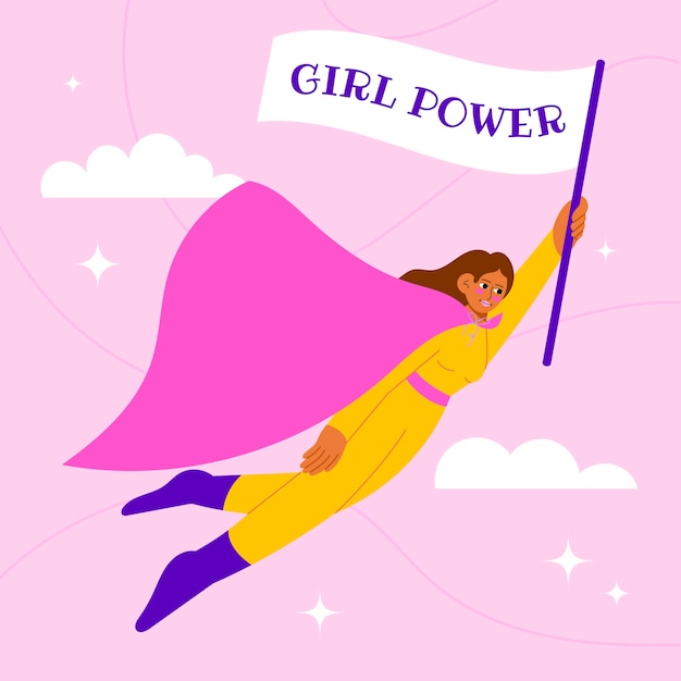 Flat women's day superwoman illustration