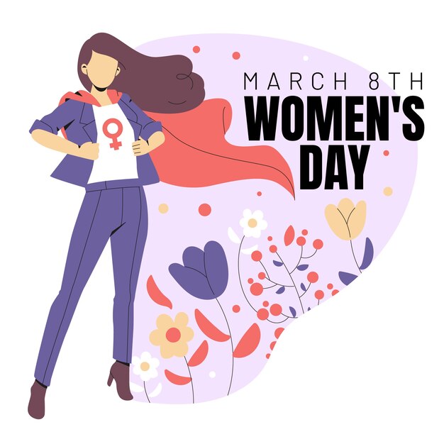 Flat women's day superwoman illustration